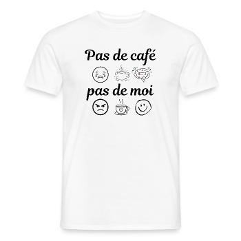pas de café pas de moi - T-shirt homme - blanc - Devant - AI Model Male 178 dark (178cm)