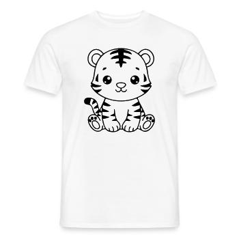 Cute Baby Tiger – Black & White Cub - Men's T-Shirt - white - Front - AI Model Male 178 dark (178cm)