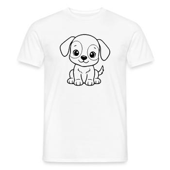 Petit chien mignon – Chiot noir et blanc - T-shirt homme - blanc - Devant - AI Model Male 178 dark (178cm)