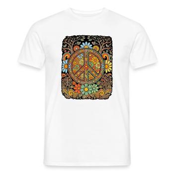 Peace Hippie Flowers - Men's T-Shirt - white - Front - AI Model Male 178 dark (178cm)
