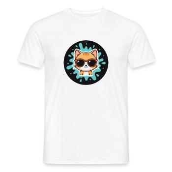 Chaton solaire lunettes turquoise - T-shirt homme - blanc - Devant - AI Model Male 178 dark (178cm)