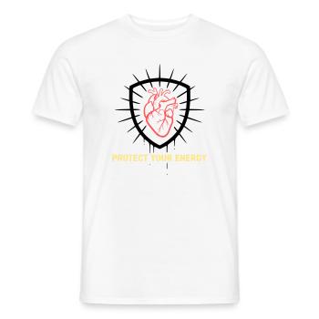 Protect Energy Herz Schild - Männer T-Shirt - Weiß - Vorne - AI Model Male 178 dark (178cm)