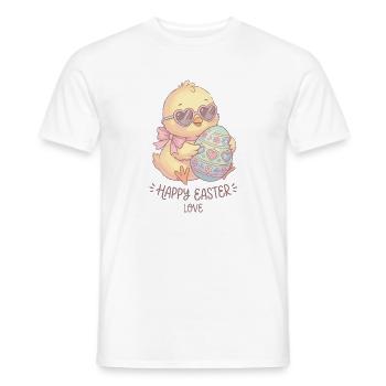 Pastel Chicken with Heart Glasses Easter Eggs - Men's T-Shirt - white - Front - AI Model Male 178 dark (178cm)
