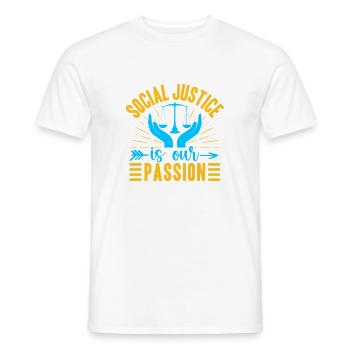 Citation d’un travailleur social : La justice est notre passion Social - T-shirt homme - blanc - Devant - AI Model Male 178 dark (178cm)