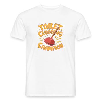 Toilet Clogging Champion Funny Toilet Pamper - Men's T-Shirt - white - Front - AI Model Male 178 dark (178cm)