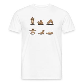 Sloth Yoga – Funny Yoga Animal Design - Men's T-Shirt - white - Front - AI Model Male 178 dark (178cm)
