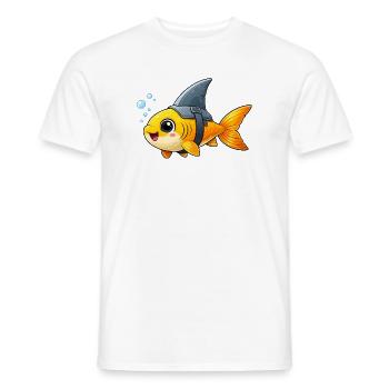 Funny Fish with Shark Fin Kids Cartoon - Men's T-Shirt - white - Front - AI Model Male 178 dark (178cm)