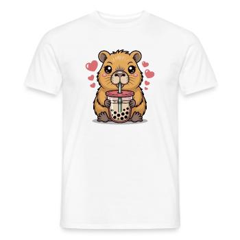 Chemise au thé bulle capybara Kawaii - T-shirt homme - blanc - Devant - AI Model Male 178 dark (178cm)