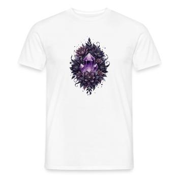 Amethyst crystal in a lilac plant wreath - Men's T-Shirt - white - Front - AI Model Male 178 dark (178cm)