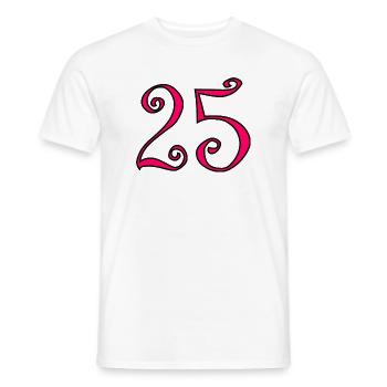 25. 25 ANS. 25e ANNIVERSAIRE. ANNIVERSAIRE 25 ANS. - T-shirt homme - blanc - Devant - AI Model Male 178 dark (178cm)