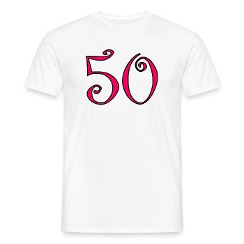 50. 50 ANS. 50e ANNIVERSAIRE. ANNIVERSAIRE 50 ANS. - T-shirt homme - blanc - Devant - AI Model Male 178 dark (178cm)