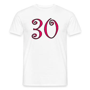 30. 30 ANS. 30e ANNIVERSAIRE. ANNIVERSAIRE 30 ANS. - T-shirt homme - blanc - Devant - AI Model Male 178 dark (178cm)