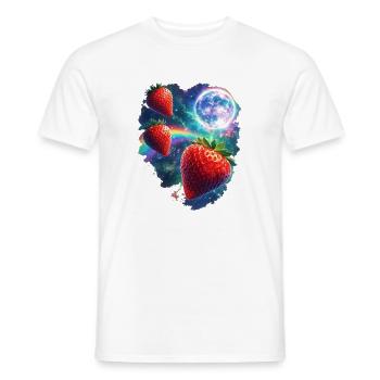 Cosmic strawberries in starlight - Men's T-Shirt - white - Front - AI Model Male 178 dark (178cm)