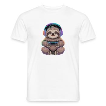  Faultier Gamer Mit Controller Und Bunter - Männer T-Shirt - Weiß - Vorne - AI Model Male 178 dark (178cm)