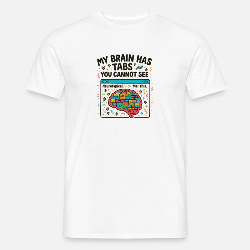 Buntes Gehirn mit versteckten Tabs - Männer T-Shirt - Weiß