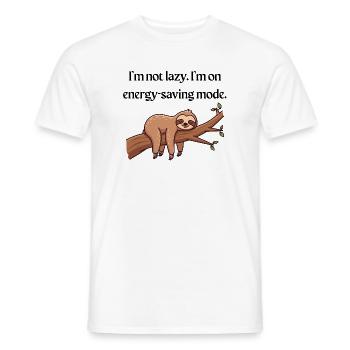 Energiesparmodus T-Shirt | Lustiges Tee - Männer T-Shirt - Weiß - Vorne - AI Model Male 178 dark (178cm)