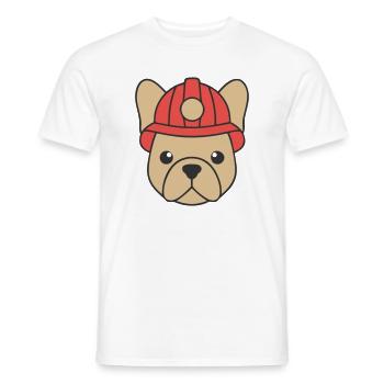 Frenchie Feuerwehr Helm Hund - Männer T-Shirt - Weiß - Vorne - AI Model Male 178 dark (178cm)