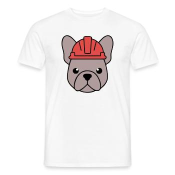 Frenchie Construction Worker Helmet Head - Men's T-Shirt - white - Front - AI Model Male 178 dark (178cm)