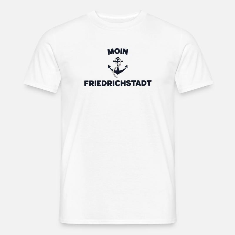 Moin Friedrichstadt – Maritimes Anker Design - Männer T-Shirt - Weiß