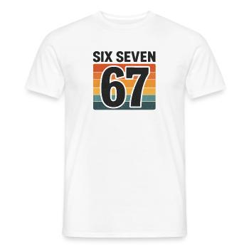 Six Seven 67 Italian Brainrot Retro Sunset Meme - Männer T-Shirt - Weiß - Vorne - AI Model Male 178 dark (178cm)