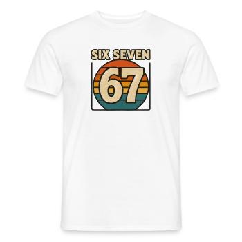 Six Seven 67 Italian Brainrot Retro Sunset Meme - T-shirt homme - blanc - Devant - AI Model Male 178 dark (178cm)