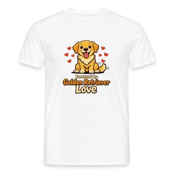 Powered by Golden Retriever Love Dog Lover - Men's T-Shirt - white - Front - AI Model Male 178 dark (178cm)