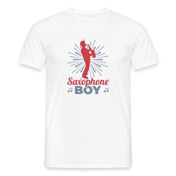 Garçon jouant du saxophone - T-shirt homme - blanc - Devant - AI Model Male 178 dark (178cm)