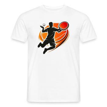 Table Tennis Serve Shirt Ping Pong Player - Men's T-Shirt - white - Front - AI Model Male 178 dark (178cm)
