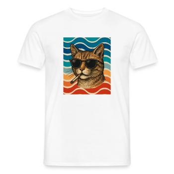 Katzen-Sommer mit Sonnenbrille - Männer T-Shirt - Weiß - Vorne - AI Model Male 178 dark (178cm)