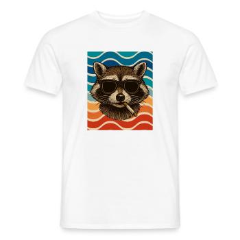 Waschbär mit Sonnenbrille Zigarette - Männer T-Shirt - Weiß - Vorne - AI Model Male 178 dark (178cm)