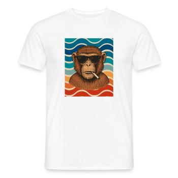 Wellen-Chimp mit Sonnenbrille - Männer T-Shirt - Weiß - Vorne - AI Model Male 178 dark (178cm)