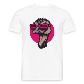 Strauß mit Sonnenbrille, Nandu, Emu - Männer T-Shirt - Weiß - Vorne - AI Model Male 178 dark (178cm)