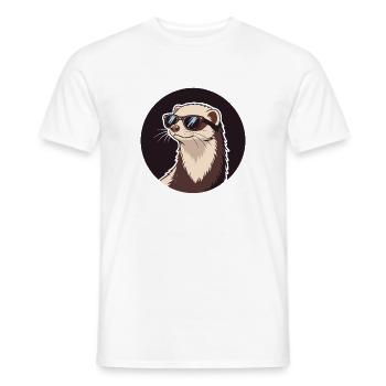 Furet Cool - Badge & Lunettes de Soleil - T-shirt homme - blanc - Devant - AI Model Male 178 dark (178cm)