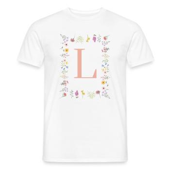 Florale Initialen "L", Buchstaben Monogramm  - Männer T-Shirt - Weiß - Vorne - AI Model Male 178 dark (178cm)