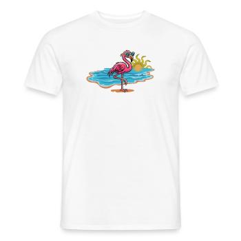 Beach flamingo with sunglasses - Men's T-Shirt - white - Front - AI Model Male 178 dark (178cm)