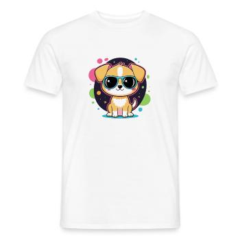 Neon-Welpe mit Brille - Männer T-Shirt - Weiß - Vorne - AI Model Male 178 dark (178cm)