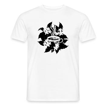 Élégante tasse de café Floral Botanical - T-shirt homme - blanc - Devant - AI Model Male 178 dark (178cm)