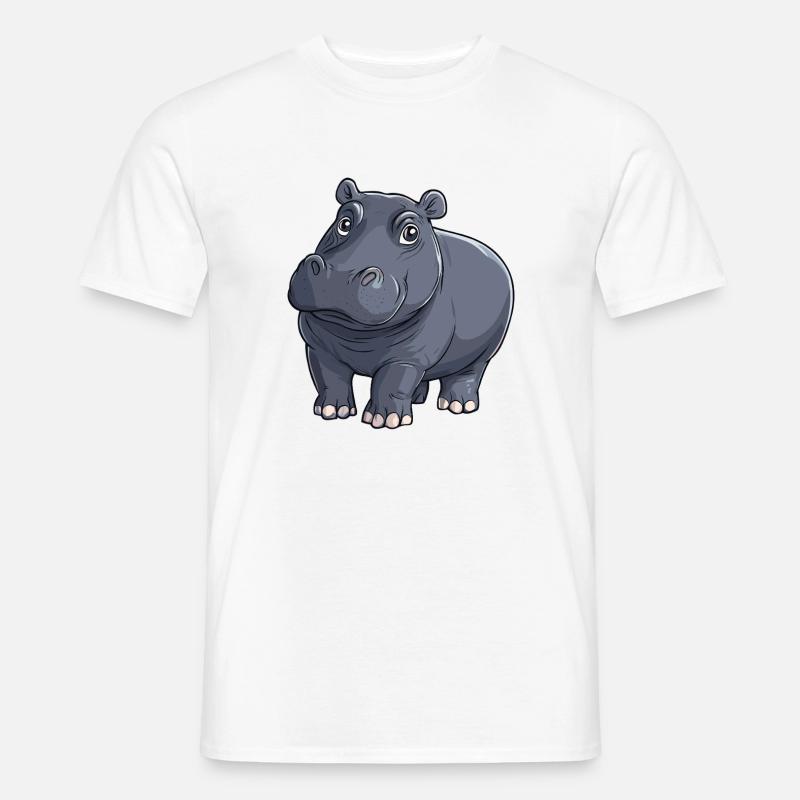 Hippo Nilpferd Illustration - Männer T-Shirt - Weiß