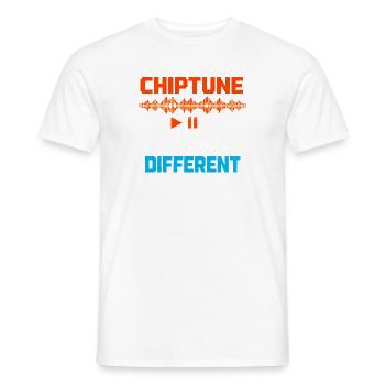 Chiptune shoots differently | 8-Bit Music Humor - Men's T-Shirt - white - Front - AI Model Male 178 dark (178cm)