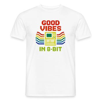 Gute Vibes in 8-Bit | Chiptune Retro Musik - Männer T-Shirt - Weiß - Vorne - AI Model Male 178 dark (178cm)