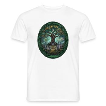 Tree of life in the circle of fog - Men's T-Shirt - white - Front - AI Model Male 178 dark (178cm)