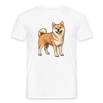 Cheerful Shiba Inu Cartoon - Men's T-Shirt - white - Front - AI Model Male 178 dark (178cm)