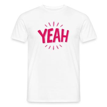 Yeah Pink Schriftzug mit Strahlen - Männer T-Shirt - Weiß - Vorne - AI Model Male 178 dark (178cm)