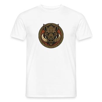 Viking Boar Emblem - Men's T-Shirt - white - Front - AI Model Male 178 dark (178cm)