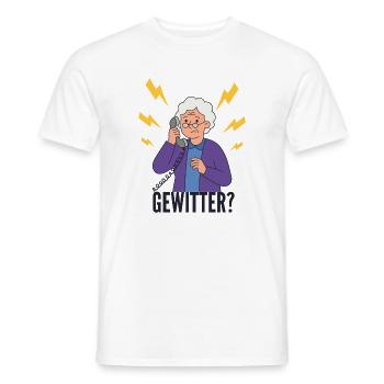 Gewitter-Alarm: Omi am Telefon - Männer T-Shirt - Weiß - Vorne - AI Model Male 178 dark (178cm)