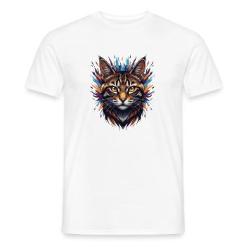 Colorful Cat's Head Fireworks - Men's T-Shirt - white - Front - AI Model Male 178 dark (178cm)