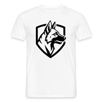 Sécurité du blason du Berger allemand - T-shirt homme - blanc - Devant - AI Model Male 178 dark (178cm)
