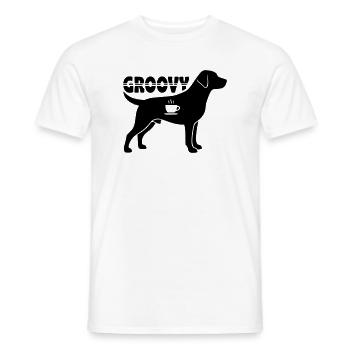 Groovy Dog Coffee Silhouette Retro - Men's T-Shirt - white - Front - AI Model Male 178 dark (178cm)