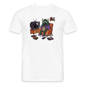 Monster Kino Horror Filme Popcorn - Männer T-Shirt - Weiß - Vorne - AI Model Male 178 dark (178cm)