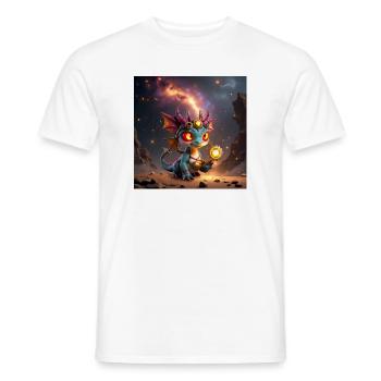 Luminous Steampunk Dragon with Gears - Men's T-Shirt - white - Front - AI Model Male 178 dark (178cm)